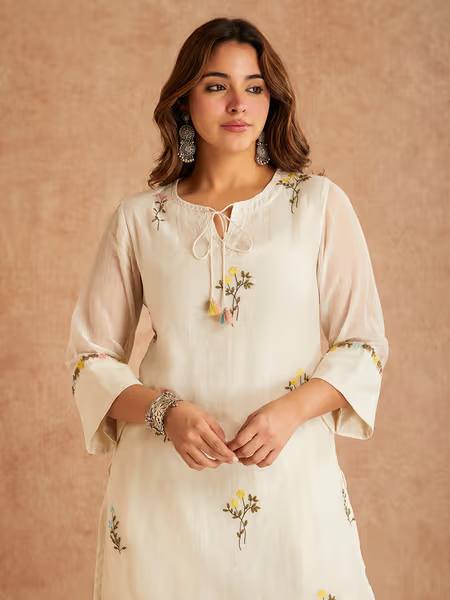 Off-White Pastel Flora Palazzo Suit